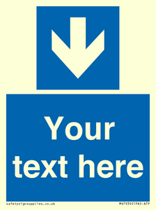 Custom Mandatory directional sign, blue arrow down